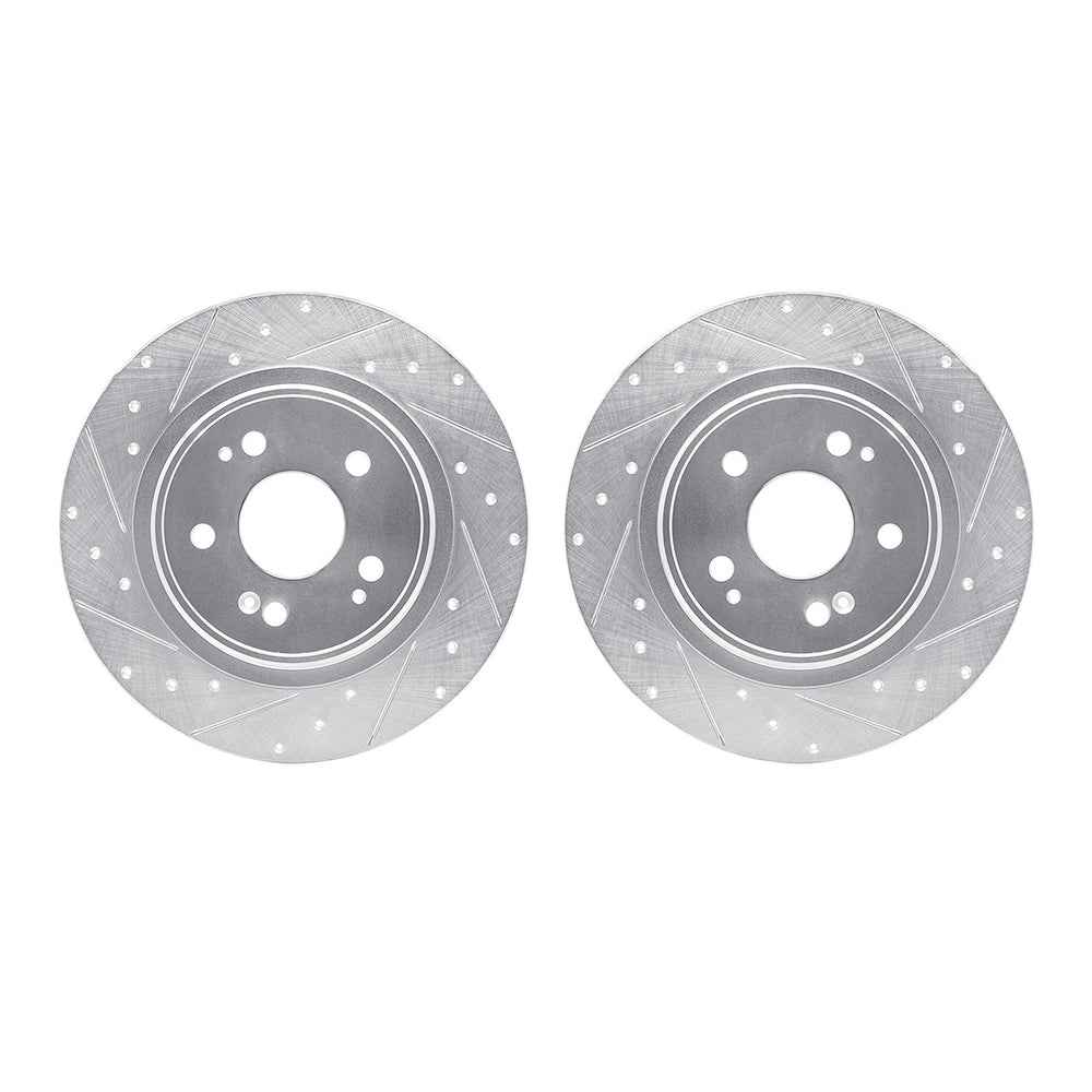 R1 17-20 Acura MDX Rear Drilled & Slotted Silver Brake Rotor Set