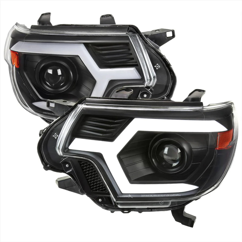 PROJECTOR HEADLIGHTS WITH MATTE BLACK HOUSING CLEAR LENS AND AMBER REFLECTOR AND SEQUENTIAL TURN SIGNAL