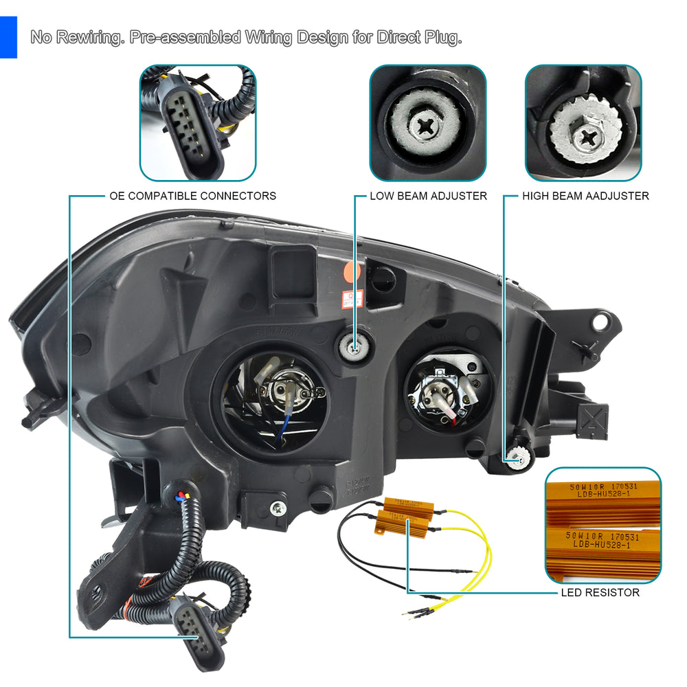 PROJECTOR HEADLIGHTS - BLACK