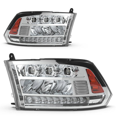 1318 RAM 1500 1500 CLASSIC FULL LED HIGH/LOW BEAM SEQUENTAIL HEAD LIGHTCHROME/CLEAR RENEGADE