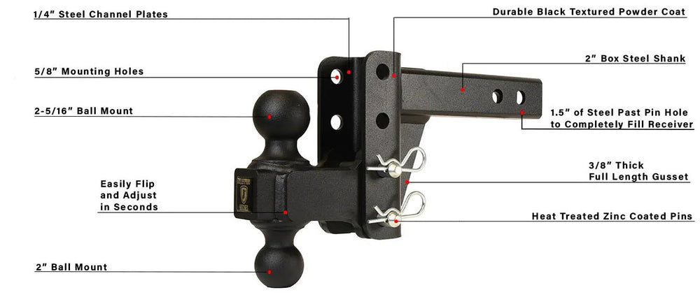 2.0" HEAVY DUTY 14" DROP/RISE