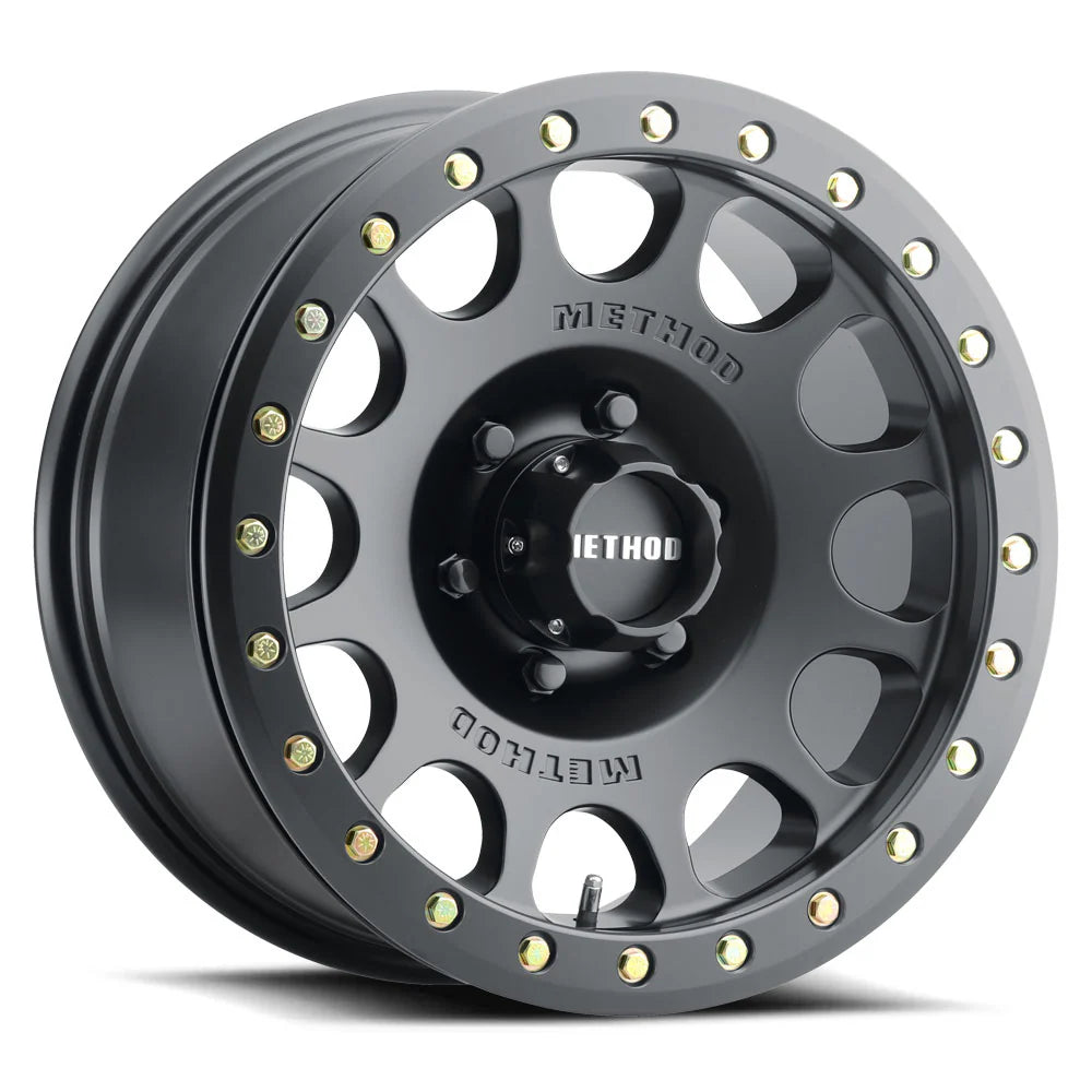 Method MR105 Beadlock 17x8.5 0mm Offset 8x6.5 130.81mm CB Matte Black w/BH-H24125 Wheel