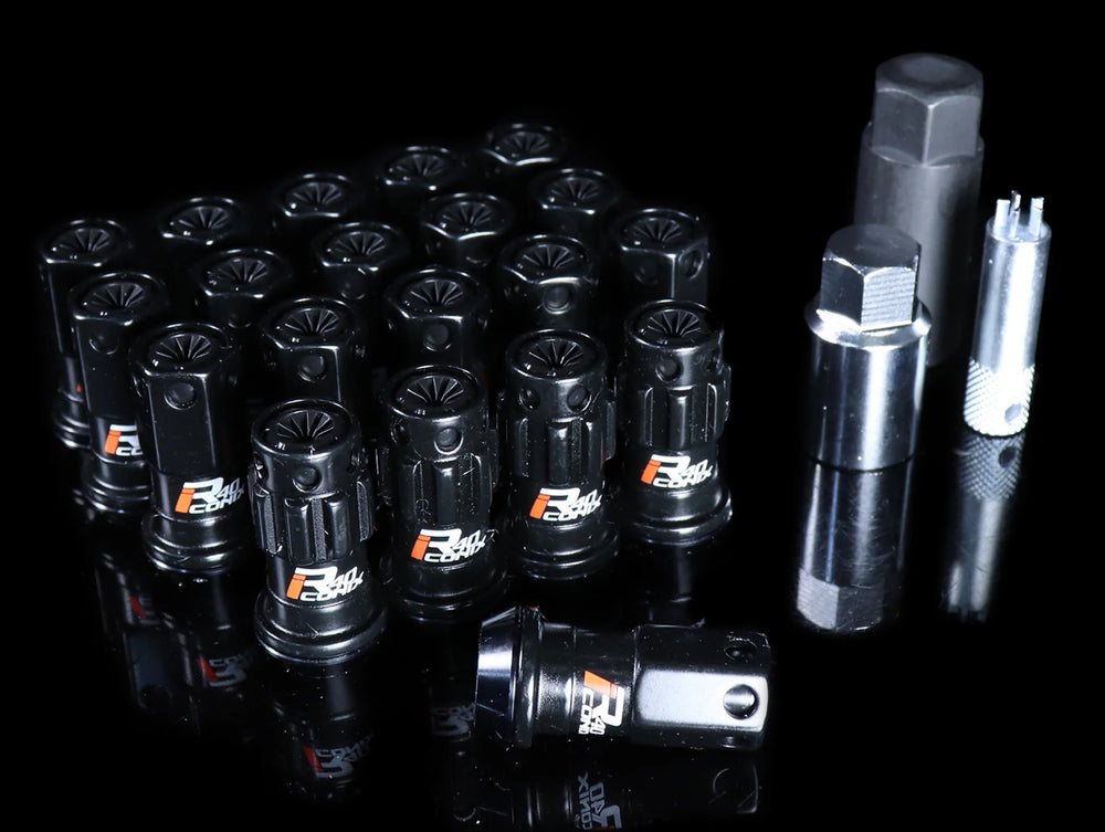 Project Kics 16+4 Locks Black R40 Iconix W/ Plastic Cap (Black) - 12X1.50