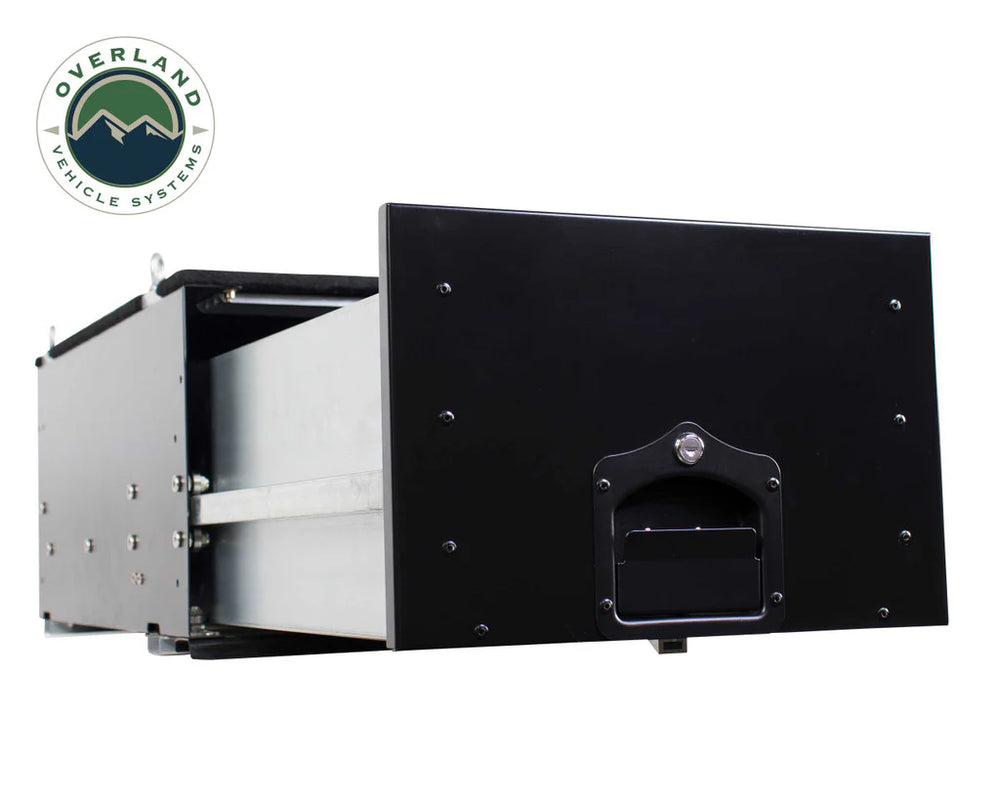 Overland Vehicle Systems Cargo Box With Slide Out Drawer - Black Powder Coat