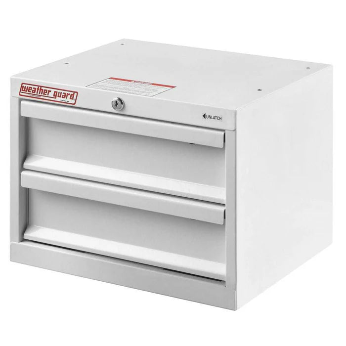 HIGH QUALITY VAN STORAGE CABINET WITH 2 DRAWERS 16 X 14 X 12IN WHITE STEEL FINISH