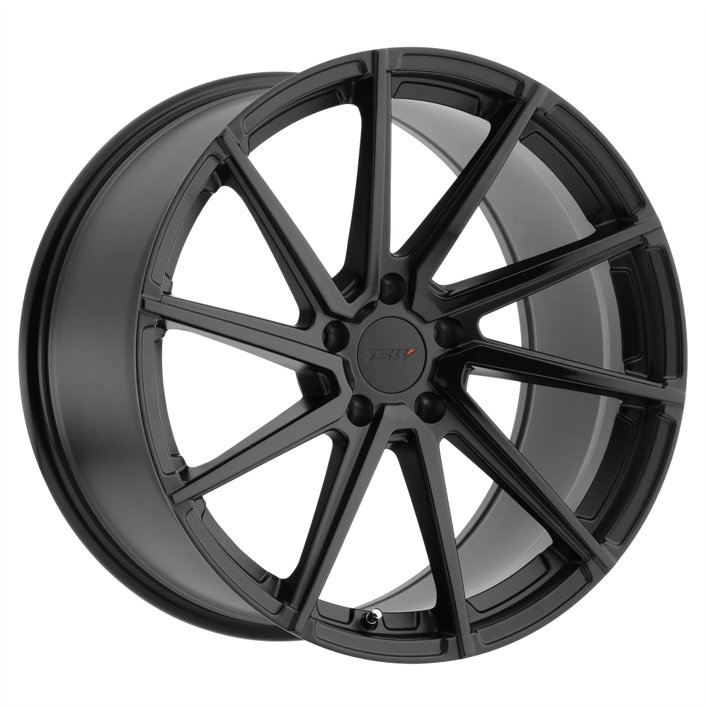 ~(28 lbs. 21X21X11)~ TSW WATKINS 19x9.0 5/114.3 ET20 CB76.1 DOUBLE BLACK - MATTE BLACK W/GLOSS BLACK FACE LEFT