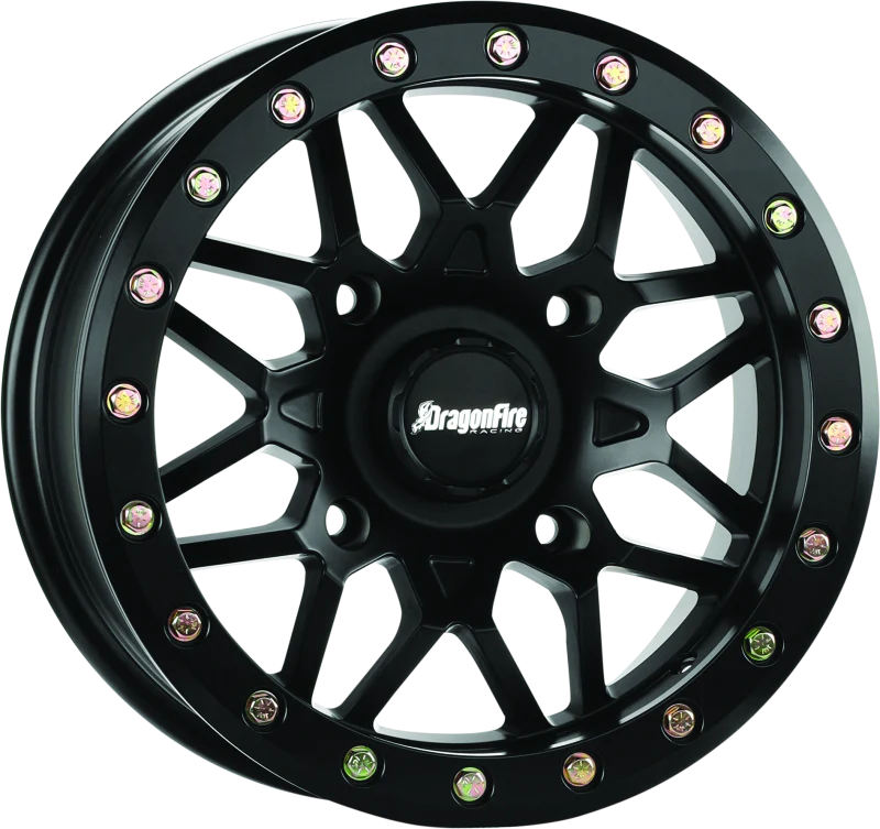 DragonFire Racing Typhon Wheel 15X10 4/137 5+5 +0 Machined Black