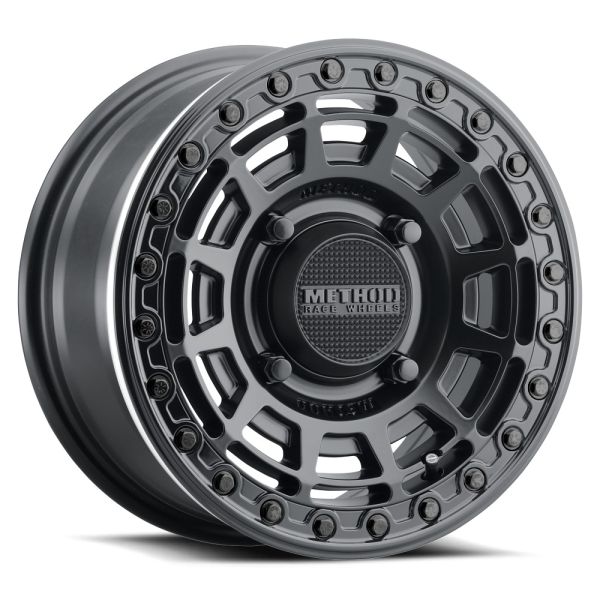 Method MR415 Beadlock 15x7 / 5+2/38mm Offset / 4x136 / 106mm CB Matte Black Wheel - Gloss Black Ring