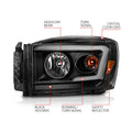 0609 RAM 1500/0609 RAM 2500/3500 PROJECTOR HALO BLACK CLEAR AMBER(CCFL)HEADLIGHTS DRIV/PASS