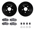 R1 07-18 Jeep Wrangler Front Drilled & Slotted Black Brake Rotor Set w/Ceramic Pads and Hardware