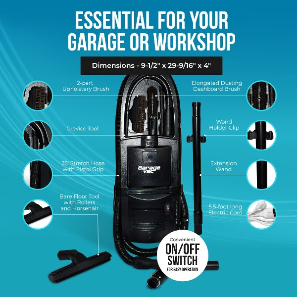 BLACK GARAGEVAC WITH ACCESSORY KIT