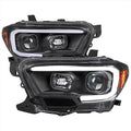 PROJECTOR HEADLIGHTS WITH DRL LED BAR MATTE BLACK HOUSING CLEAR LENS - SWITCHBACK TURN SIGNAL (FOR FACTORY HALOGEN HEADLIGHTS MODELS W O LED DAYTIME RUNNING ONLY)