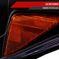 PROJECTOR HEADLIGHTS WITH DRL LED BAR MATTE BLACK HOUSING CLEAR LENS - SWITCHBACK TURN SIGNAL (FOR FACTORY HALOGEN HEADLIGHTS MODELS W O LED DAYTIME RUNNING ONLY)