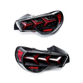 SUBARU BRZ LAMBO STYLE SEQUENTIAL LED TAIL LIGHT WITH GLOSSY BLACK HOUSING AND CLEAR LENS