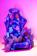 FRP Bucket Seat PRISMA- PINA Version with Purple pearlized back. Violet Tropical print finish in vegan material plus phone pockets. (Medium)