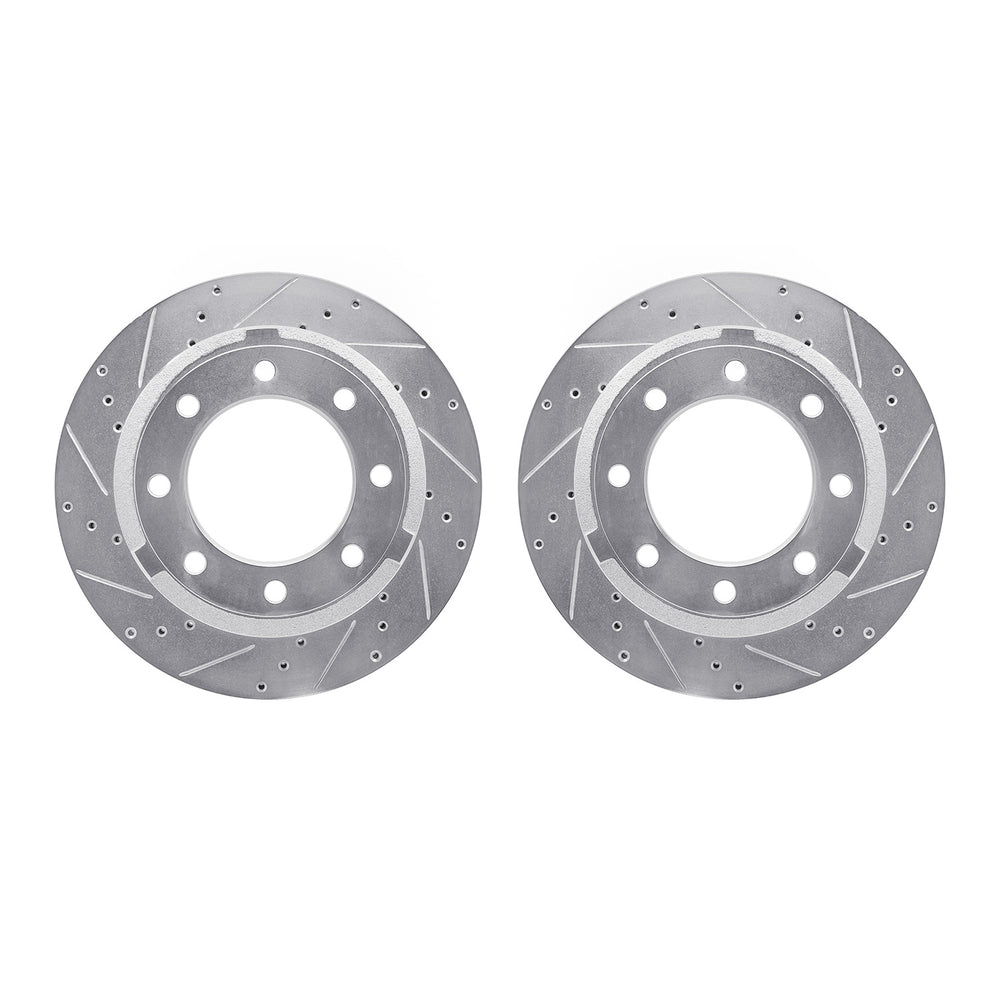 R1 11-22 Ford F-350 Super Duty Rear Drilled & Slotted Silver Brake Rotor Set