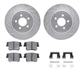 R1 07-23 Chrysler 300 Rear Drilled & Slotted Silver Brake Rotor Set w/Optimum OE Pads and Hardware