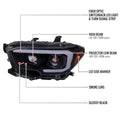 PROJECTOR HEADLIGHTS WITH DRL LED BAR GLOSSY BLACK HOUSING SMOKED LENS - SWITCHBACK TURN SIGNAL (FOR FACTORY HALOGEN HEADLIGHTS MODELS W O LED DAYTIME RUNNING ONLY)