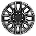 20 IN REPLICA WHEEL FITS GMC SIERRA 2500/3500 CV97B BLACK MILLED EDGE WITH TIN