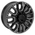 20 IN REPLICA WHEEL FITS GMC SIERRA 2500/3500 CV97B BLACK MILLED EDGE WITH TIN