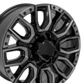 20 IN REPLICA WHEEL FITS GMC SIERRA 2500/3500 CV97B BLACK MILLED EDGE WITH TIN