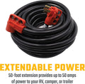 50A EXTENSION CORD W/HDL 50' RED BOXED