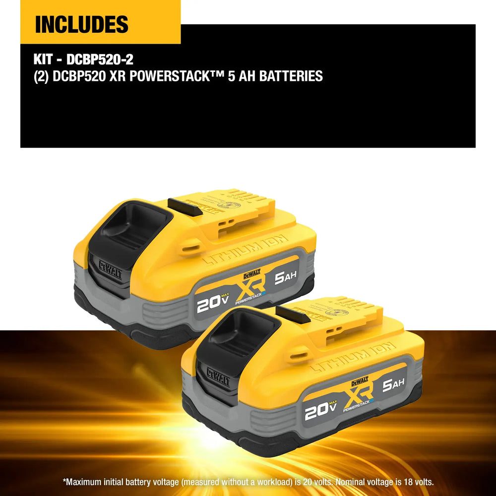 20V MAX POWERSTACK 5AH LITHIUM ION BATTERY W/LED CHARGE INDICATOR2 PACK