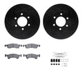 R1 Concepts Black Drilled Slotted Rotors with 5000 Oep Brake Pads Hdw Fits Ford Expedition