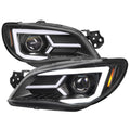 WRX PROJECTOR HEADLIGHTS GLOSSY BLACK HOUSING CLEAR LENS - LED BAR SEQUENTIAL TURN SIGNAL - HALOGEN MODELS ONLY