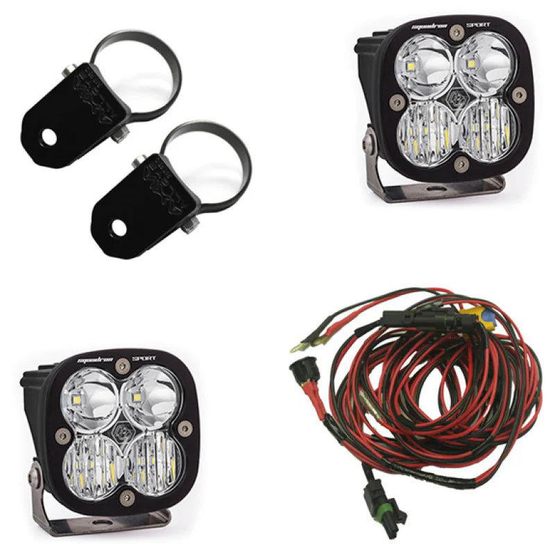 Baja Designs Squadron Sport Polaris LED Light Pods w/ 2.0in Harness/Vertical Mounts Kit