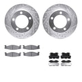 R1 94-96 Ford Bronco Front Drilled & Slotted Silver Brake Rotor Set w/Optimum OE Pads and Hardware