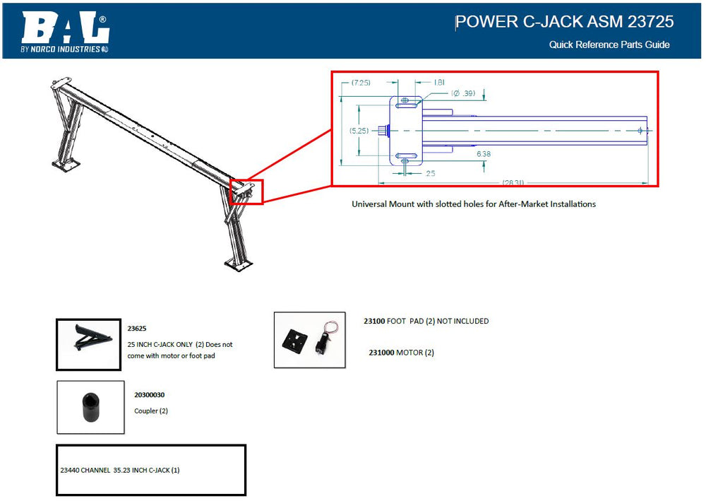 POWERED C-JACK 25 INCH SET W MOTORS