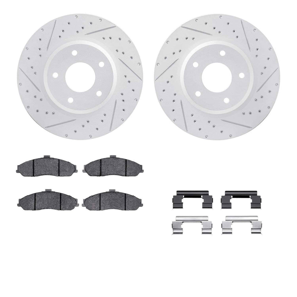 DFC 05-06 Pontiac GTO Front Drilled & Slotted Geoperformance Rotors 5000 Advanced Pads w/Hardware