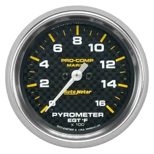 ~(1 lbs. 6X6X5)~ GAUGE PYROMETER 2 5/8 IN 0-1600degree F MARINE CARBON FIBER