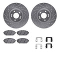R1 Concepts Silver Drilled Slotted Rotors with 5000 Oep Brake Pads Hdw Fits Hyundai Veracruz