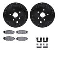 R1 15-21 Subaru WRX Rear Drilled & Slotted Black Brake Rotor Set w/Optimum OE Pads and Hardware