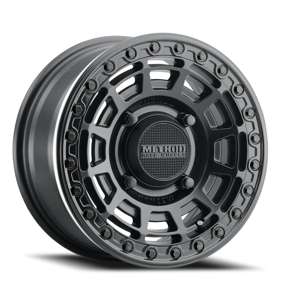 Method MR415 Beadlock 15x10 / 6+4/25mm Offset / 4x136 / 106 CB Matte Black Wheel - Gloss Black Ring