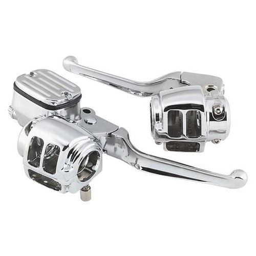 Bikers Choice 96-07 FLH/FLT Chrome Handlebar Control Kit W/O Switches 11/16 Bore W/Audio