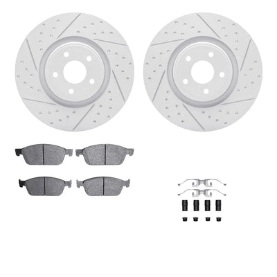DFC 14-19 Ford Focus Front Drilled & Slotted Geoperformance Rotors 5000 Advanced Pads w/Hardware