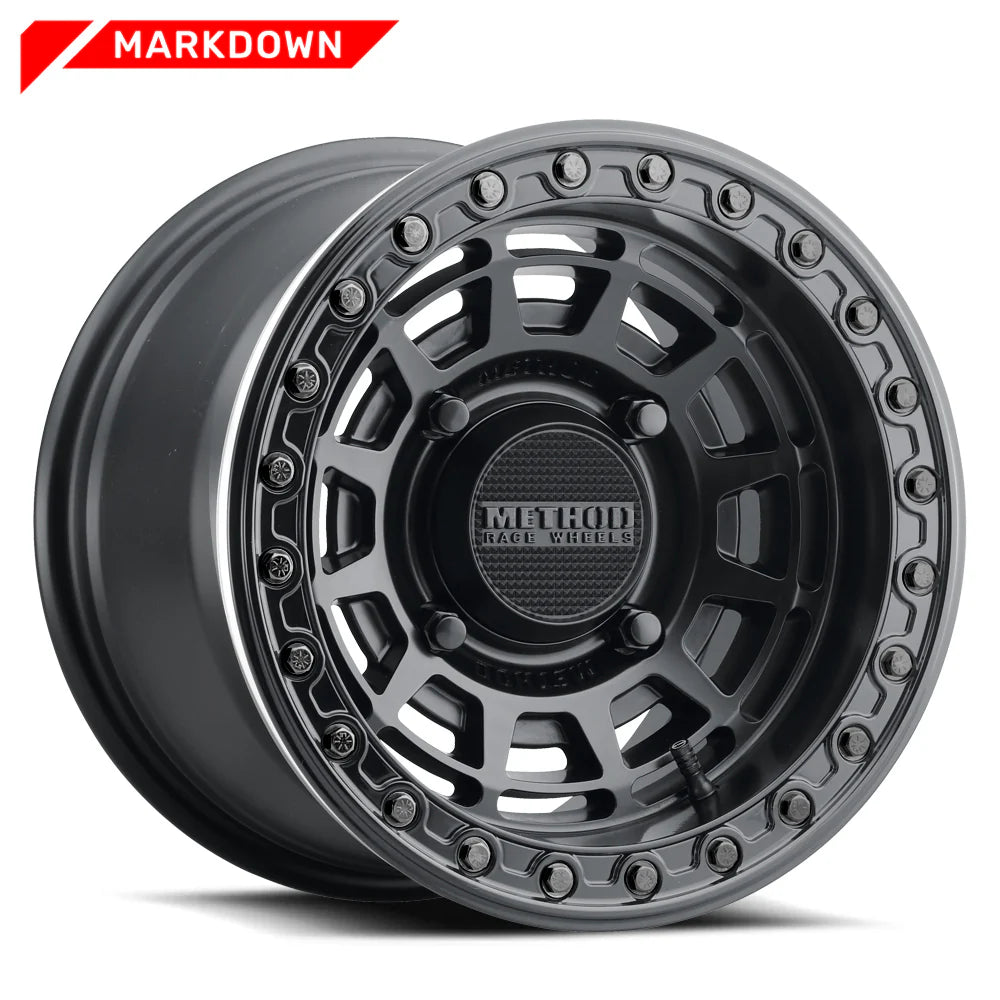 Method MR415 Beadlock 15x10 / 6+4/25mm Offset / 4x156 / 132 CB Matte Black Wheel - Gloss Black Ring