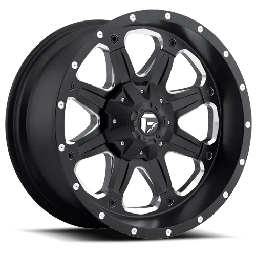 ~(35 lbs. 21X21X12)~ BOOST 18x9 5x114.30/5x127.00 MATTE BLACK MILLED (1 mm)