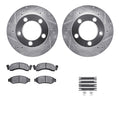 R1 86-93 Ford F-150 Front Drilled & Slotted Silver Brake Rotor Set w/Optimum OE Pads and Hardware