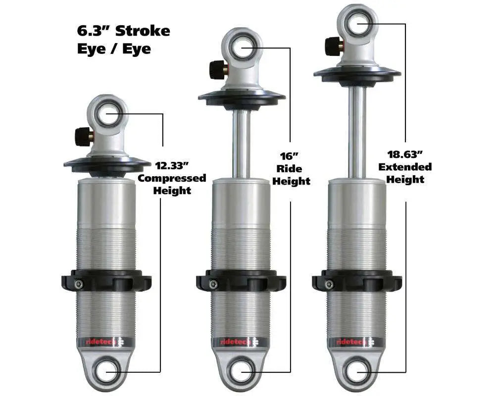 Ridetech HQ Series CoilOver Shock 6.3in Travel 2.5in Coil Eye/Eye Mounting 12.325inx18.625in