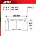 Brembo Brake Pads Axle Set Hawk DTC70 Race Compound (B H P and 2 Caliper)
