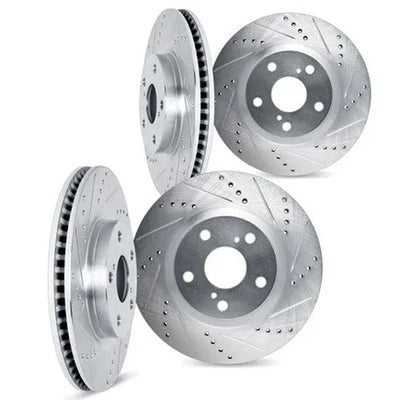 DFC 13-19 Cadillac ATS Front & Rear Drilled & Slotted Silver Rotors
