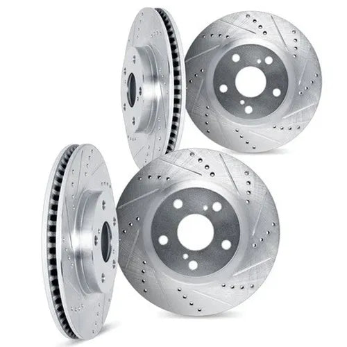 DFC 13-19 Cadillac ATS Front & Rear Drilled & Slotted Silver Rotors