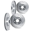 DFC 13-19 Cadillac ATS Front & Rear Drilled & Slotted Silver Rotors