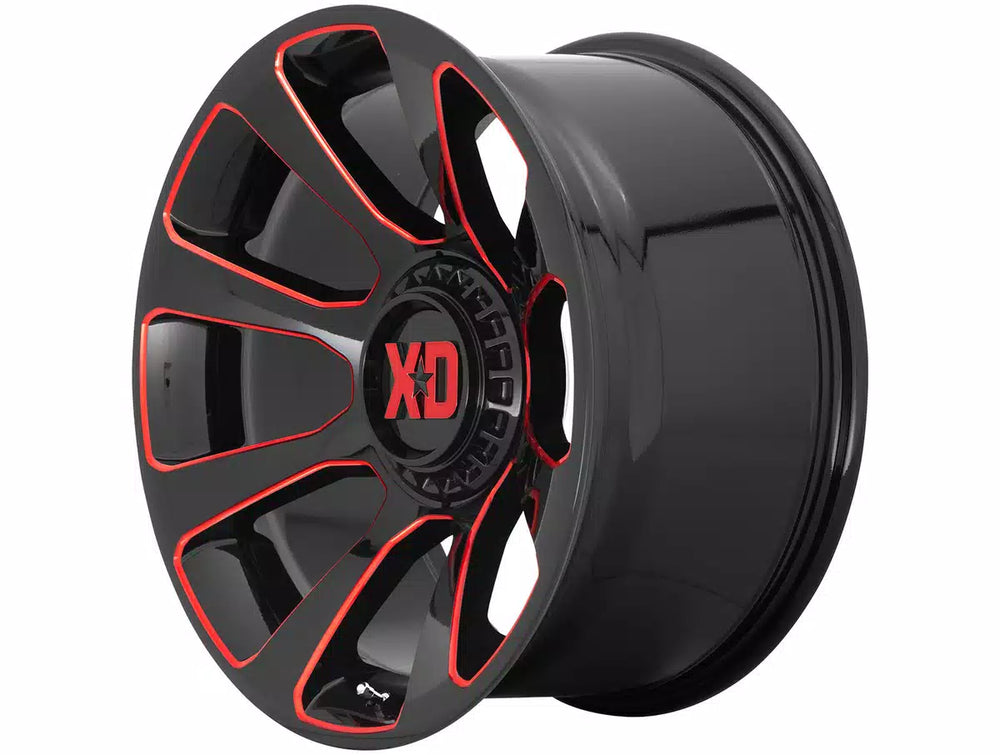 REACTOR 20x9 5x139.70/5x150.00 GLOSS BLACK MILLED W/ RED TINT (0 mm)