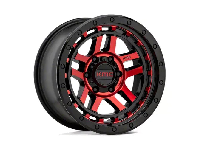 ~(36 lbs. 21X21X11)~ RECON 18x8.5 5x127.00 GLOSS BLACK MACHINED W/ RED TINT (0 mm)