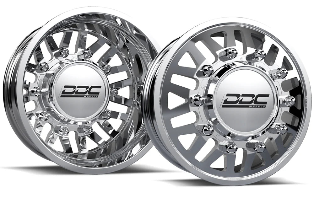 DUALLY Wheels Aftermath Polished 22x8.25 8x165 SS Fronts 94-18 Dodge Ram 3500 92-10 Silverado/Sierra 3500 87-97 Ford F-350 DDC Wheels 165-22-01PL-AS